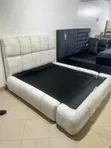 Modern White Upholstered Bubble Bed Frame - 1