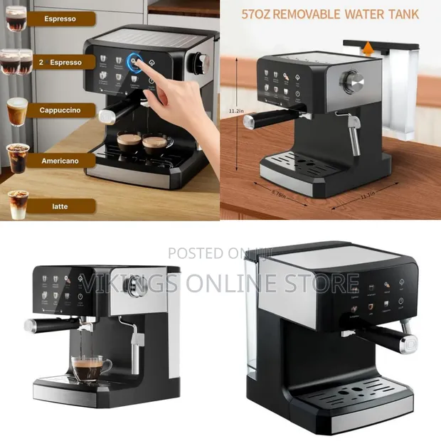 Portable Electric Semi-Automatic Coffee Machine with Milk Frother - 1