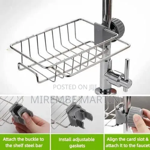 Aucet-Mounted Kitchen Sink Caddy and Sponge Organizer - 1