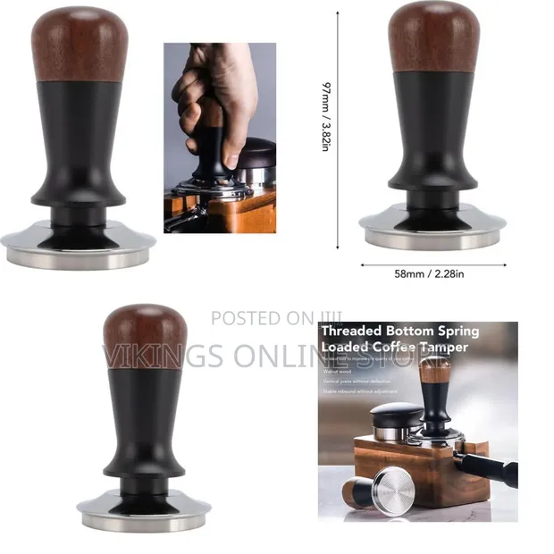 58mm Spring Loaded Espresso Tamper - Walnut Handle - 1