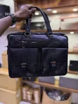 Jeep Buluo Men's Leather Briefcase Laptop Bag - Black - 1