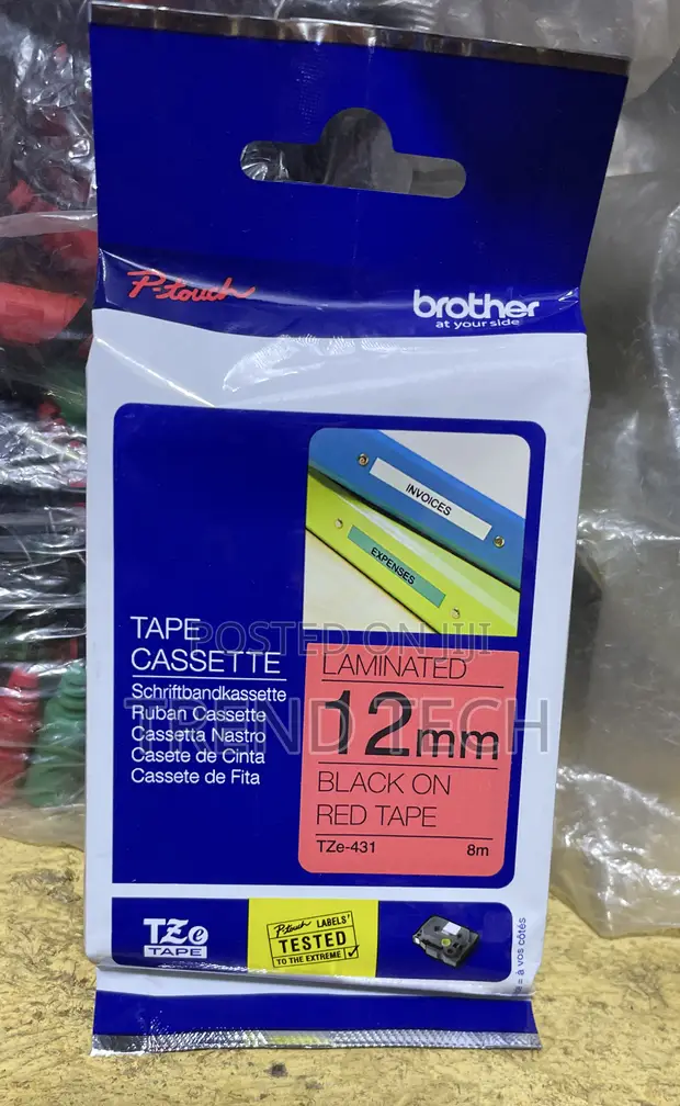 Brother TZe-431 Label Tape - Black on Red - 1