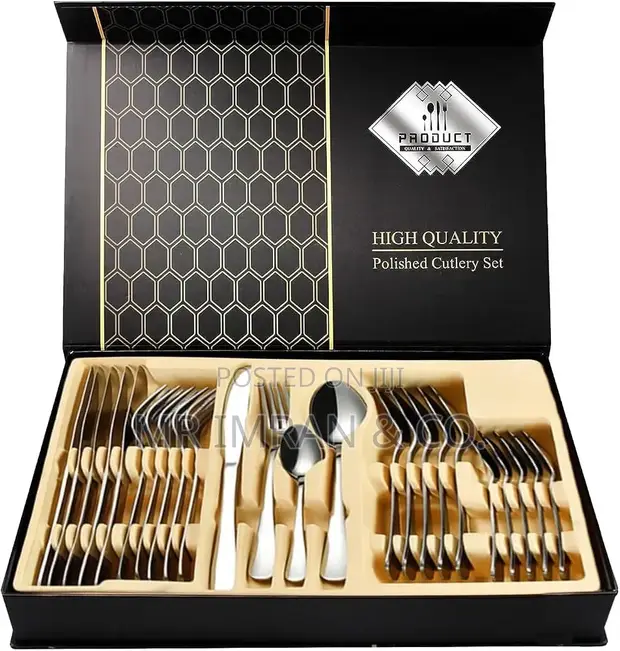 24-Piece Polished Stainless Steel Cutlery Set - 1