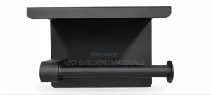 Black Wall-Mounted Tissue Holder with Shelf