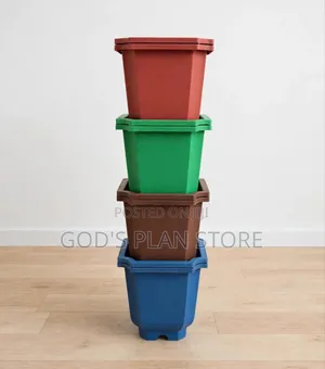 Stackable Plastic Flower Pots (Red, Green, Blue, Brown)