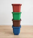 Stackable Plastic Flower Pots (Red, Green, Blue, Brown) - 1
