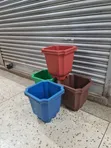 Stackable Plastic Flower Pots (Red, Green, Blue, Brown) - 3