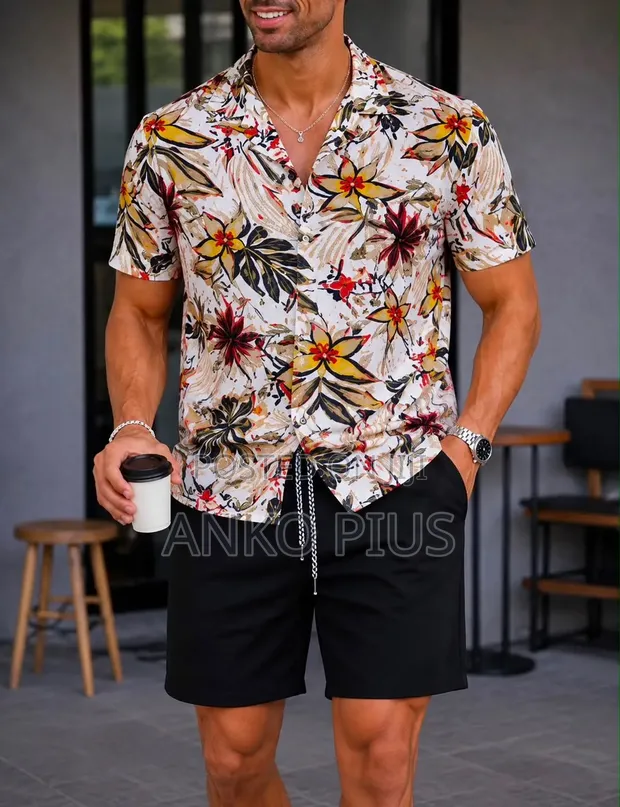 Two Piece Vintage Shorts and Shirt Set - 1