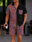 Two Piece Vintage Shorts and Shirt Set - 3