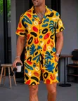 Two Piece Vintage Shorts and Shirt Set - 4