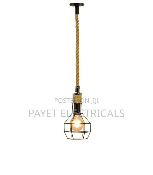 Pendant Rope Lamp Holder with Wire Guard - 1