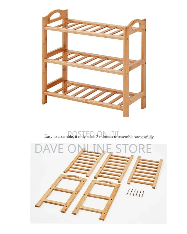 Brand New 3-Tier Freestanding Wooden Shoe Rack - 1