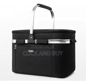 29L Insulated Folding Picnic Basket Cooler Lunch Bag