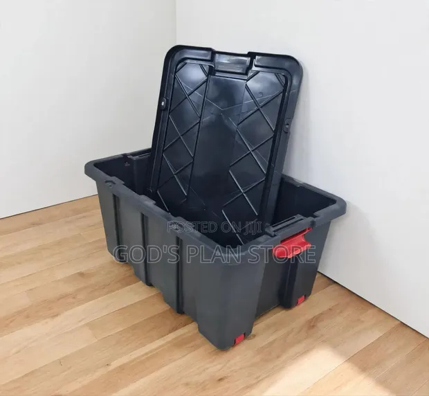 Red Plastic Storage Boxes with Latches - 1