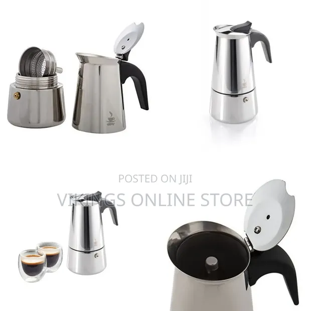 Emilio 4-Cup Moka Pot, Stainless Steel - Silver - 1