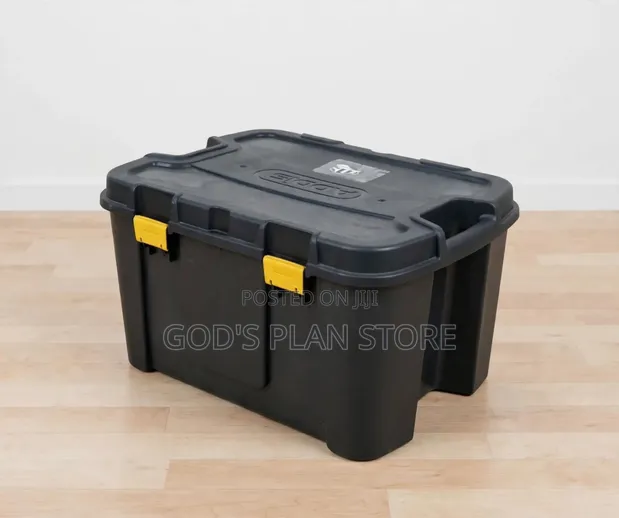 Heavy Duty Plastic Storage Boxes with Yellow Latches - 1