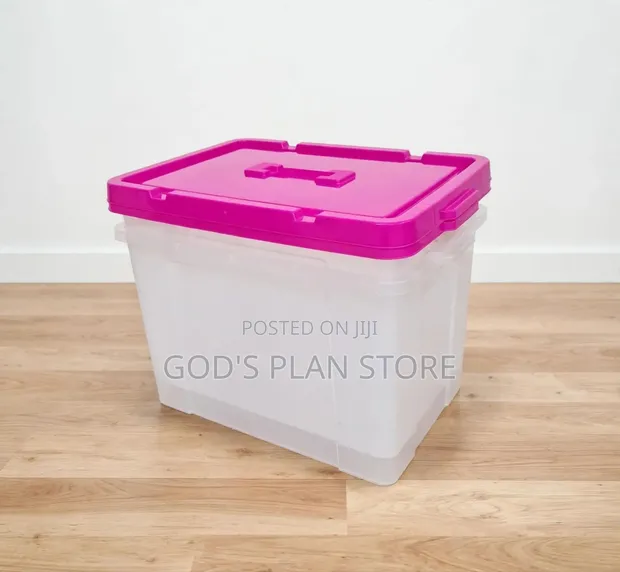 Large Capacity Plastic Storage Boxes - Pink - 1