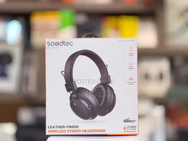 Porodo Soundtec Leather-Finish Wireless Stereo Headphones - 1
