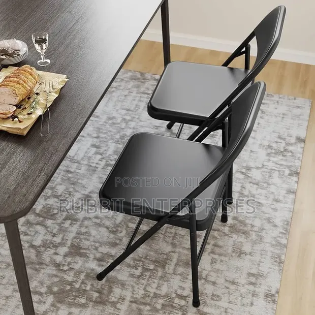 Black Vinyl-Padded Metal Folding Chair (1PC) - 1