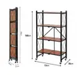 4-Tier Foldable Metal Storage Rack with Wooden Shelves - 2