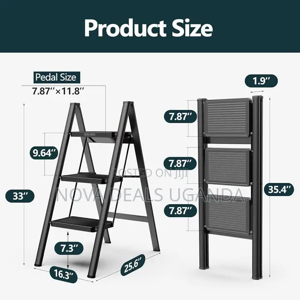 Heavy Duty 3-Step Ladder for Adults & Kids - 1