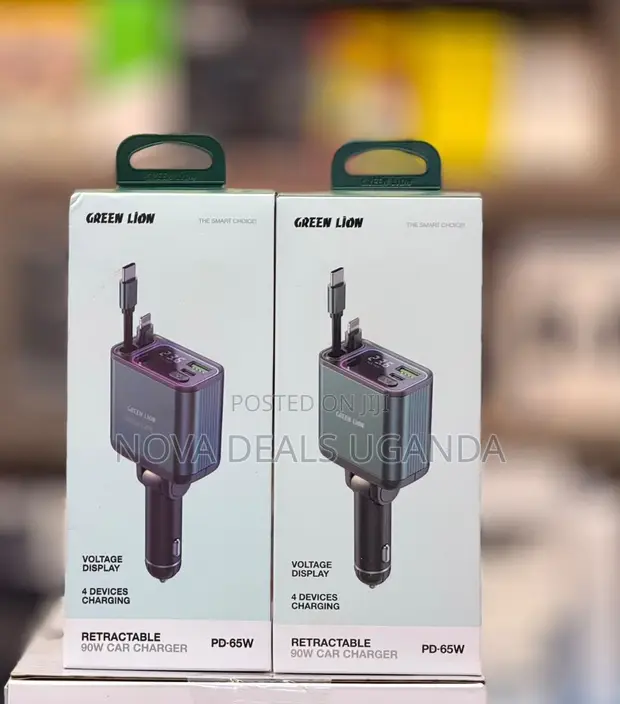 Green Lion 90W Car Charger with Retractable Cable - 1