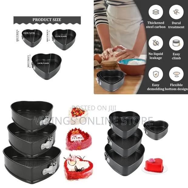 3 Pc Heart Shaped Cake Tins Set - 1