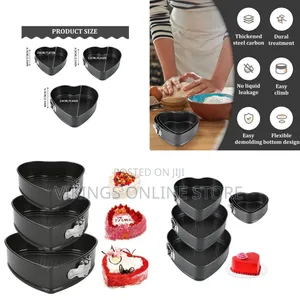 3 Pc Heart Shaped Cake Tins Set