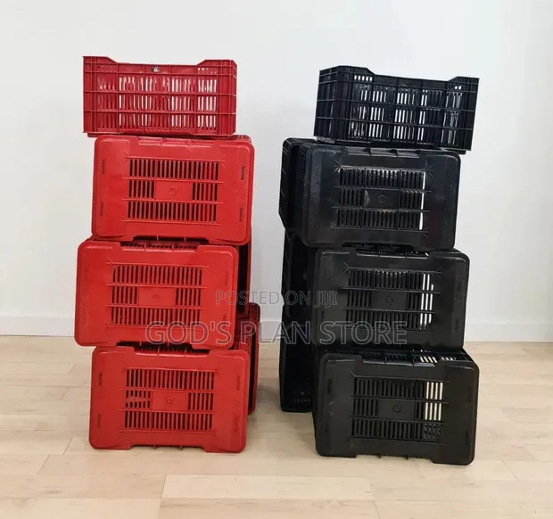 Multi-Utility Plastic Crates - Black, Red - 1