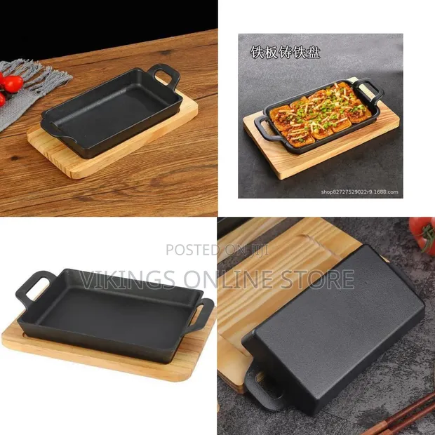 King Cast Iron Sizzler Pan with Wood Board (26cm) - 1