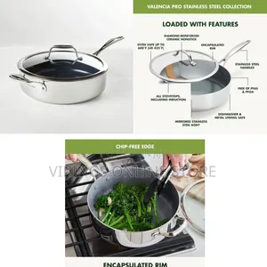 26cm Tri-Ply Stainless Steel 5QT Sauté Pan with Lid