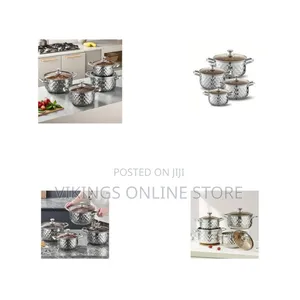 8-Piece Thickened Stainless Steel Pot Set - Diamond Pattern