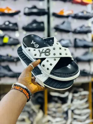 Y-3 Studded Cross-Strap Platform Slides