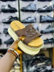 Brown Loues Tieman Platform Slide Sandals - 1