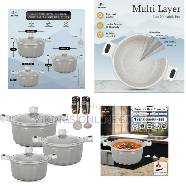 Life Smile Pots Set 8 Pieces Cookware Set - 1