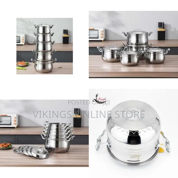10-Piece Stainless Steel Saucepans & Cooking Pots Set - Silver - 1