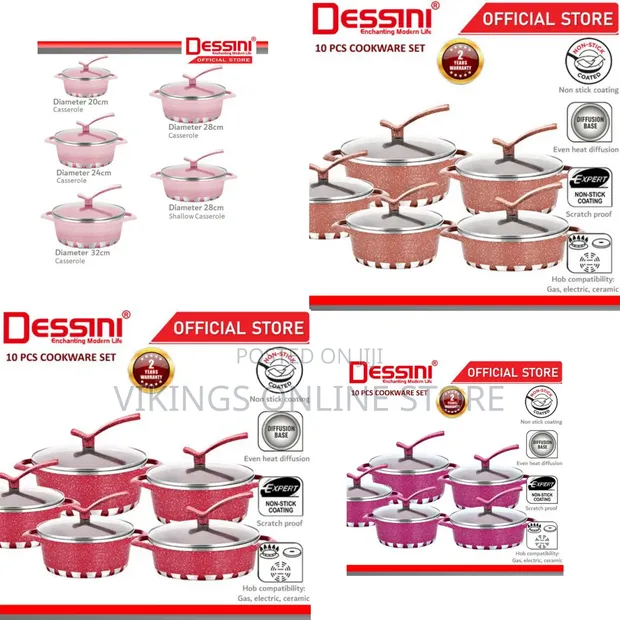 Dessini 10-Piece Granite Aluminium Non-Stick Casserole Pot Set - 1