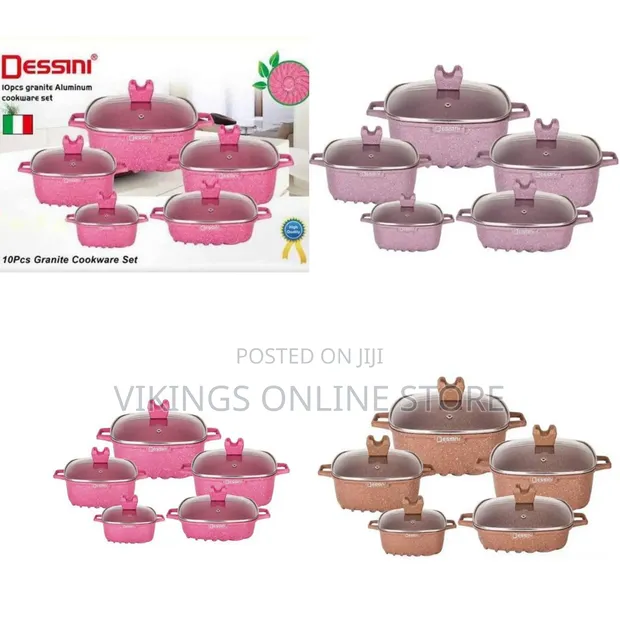 Dissini Regina 10-Piece Square Granite Non-Stick Serving Dishes - Pink - 1
