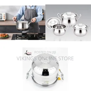 6 Piece Stainless Steel Saucepans Cooking Pots - Silver