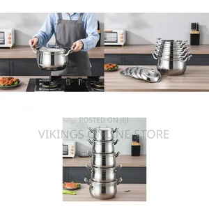 10 PC Stainless Steel Saucepans Cooking Pots - Silver