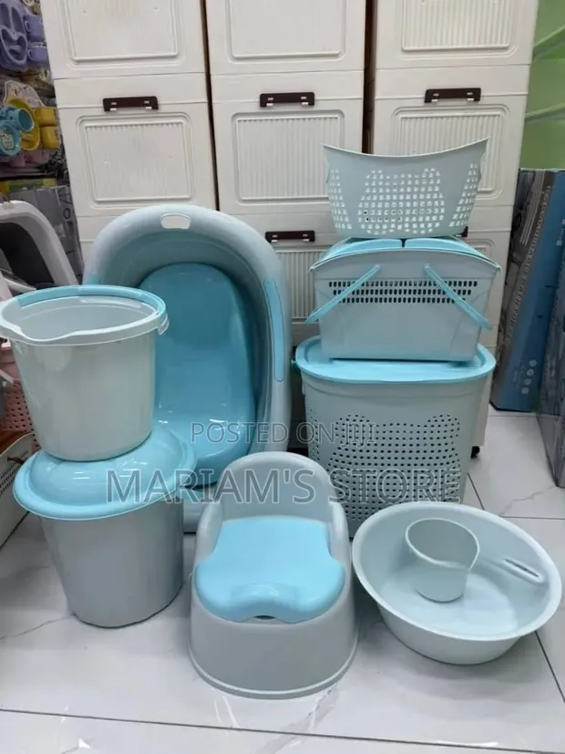 Multi-Piece Baby Bath and Nursery Utility Set - Light Blue - 1