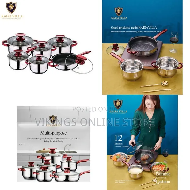 Kaisa Villa 12-Piece Heavy Stainless Steel Cookware Set - 1