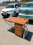 Modern Workstation Desk 1.2m Brown X-Leg Office Table - 2