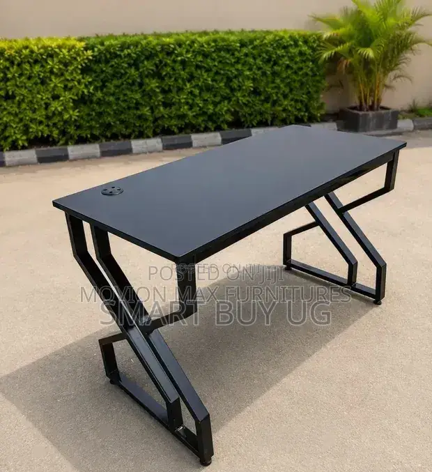 1.2m Black Office Desk with X-Leg Design - 1