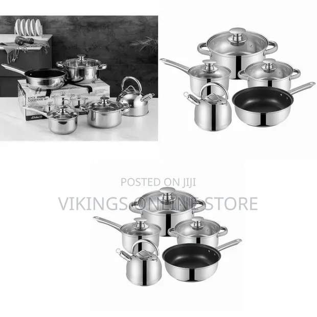 8-Piece Stainless Steel Cookware Set with Kettle & Frying Pan - 1