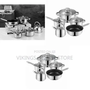 8-Piece Stainless Steel Cookware Set with Kettle & Frying Pan