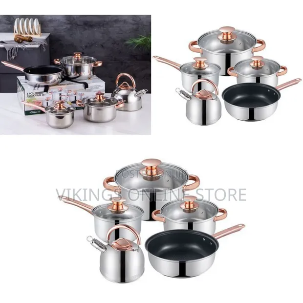 8-Piece Stainless Steel Cookware Set with Kettle & Frying Pan - 1