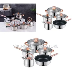 8-Piece Stainless Steel Cookware Set with Kettle & Frying Pan