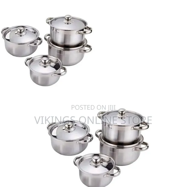 8 Piece Stainless Steel Saucepans Cookware Pots Set, Silver - 1