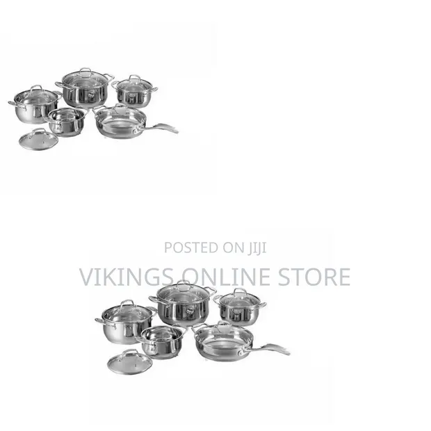9-Piece Stainless Steel Saucepans Cookware Set, Silver - 1